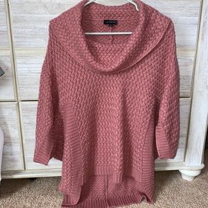 Mauve Cowl Neck Poncho Sweater
